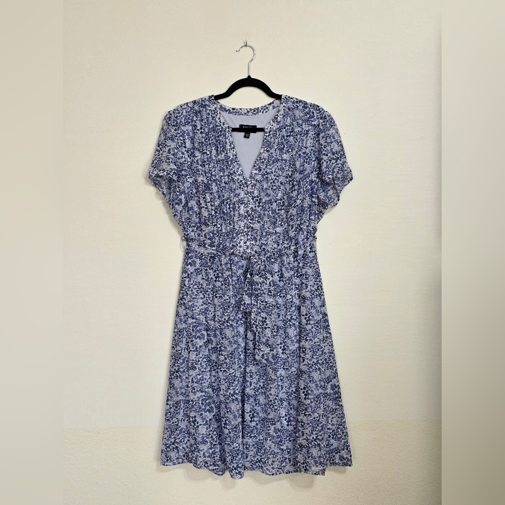 MSK Navy and White Patterned Midi Dress